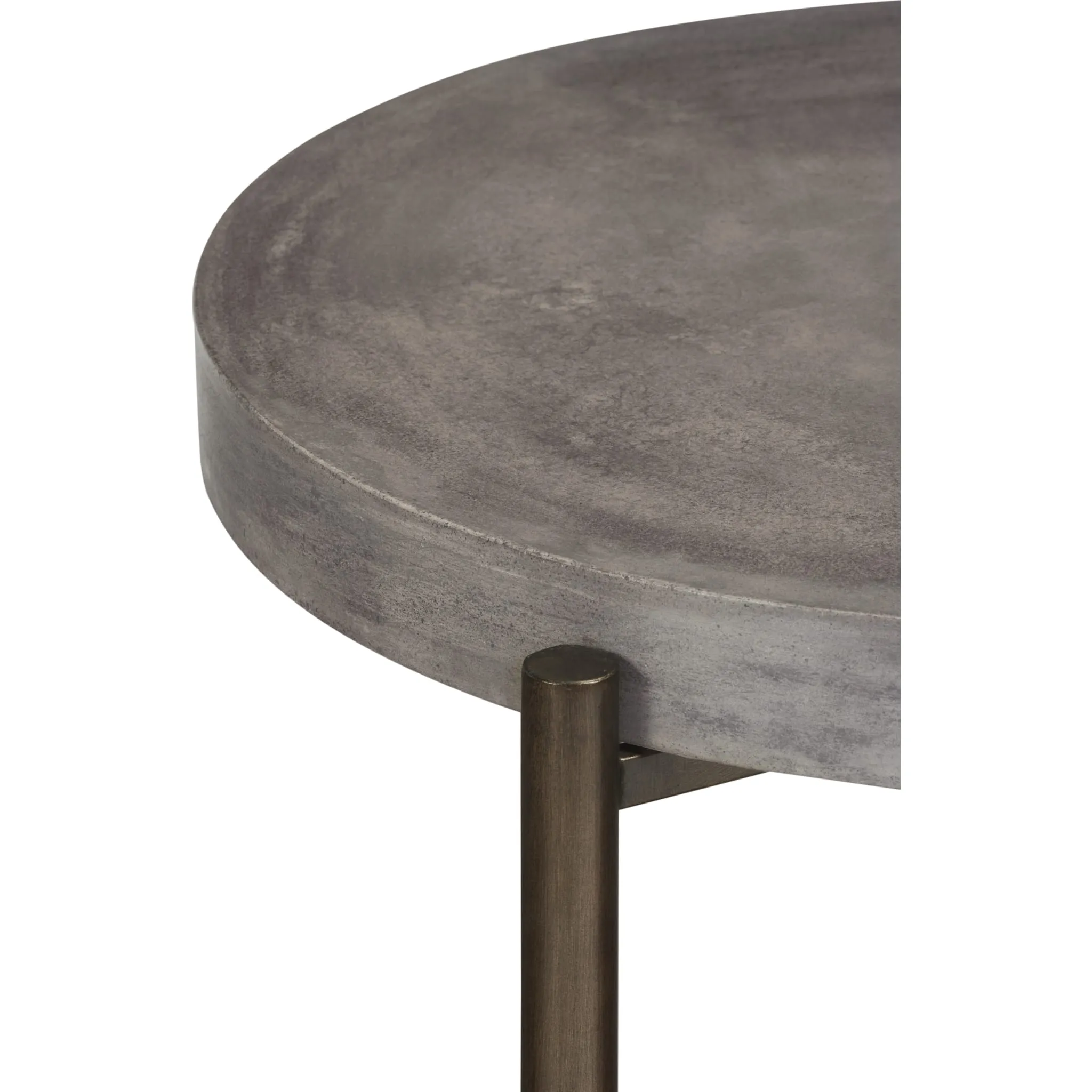 Lyon Round Natural Concrete and Metal Side Table Modus