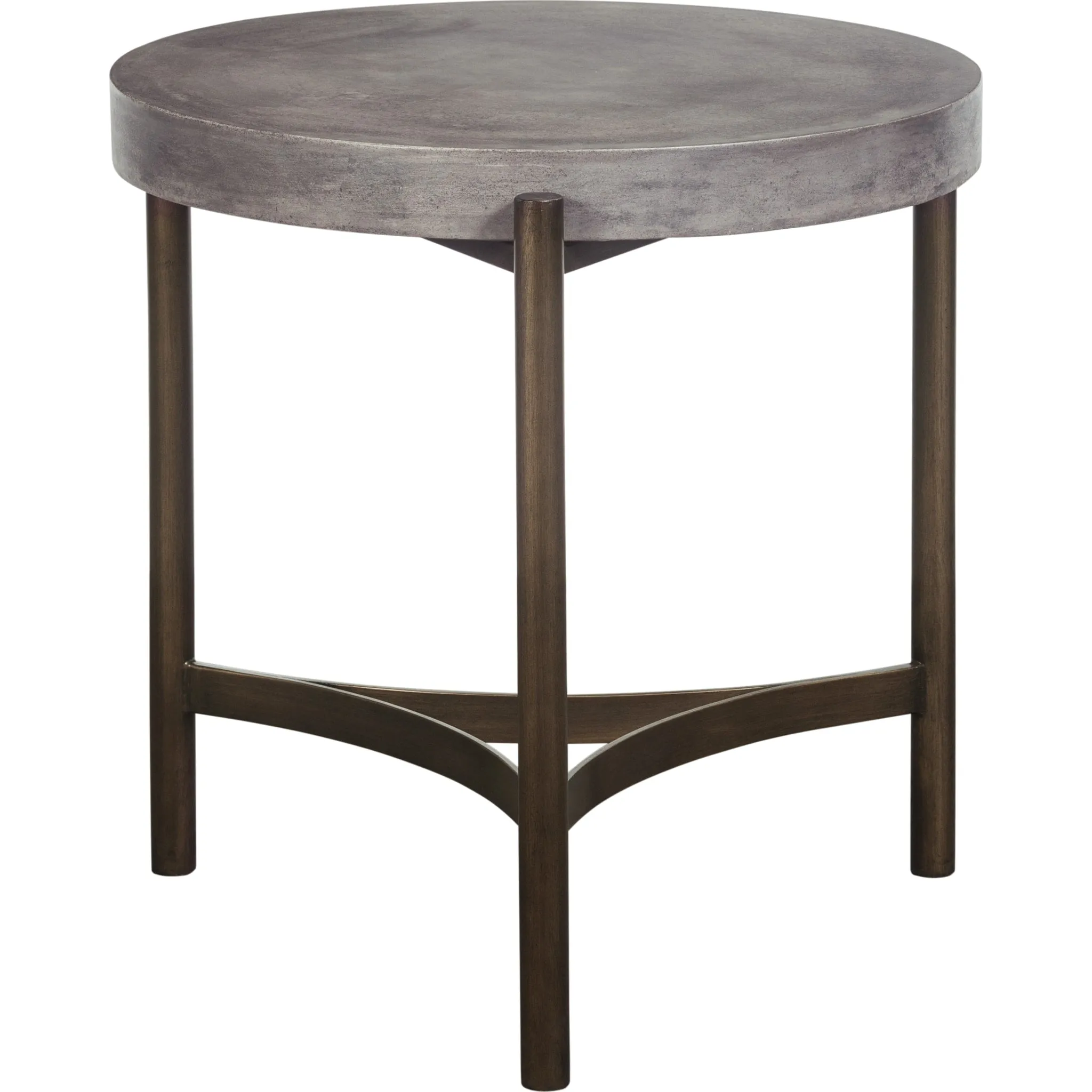Lyon Round Natural Concrete and Metal Side Table Modus