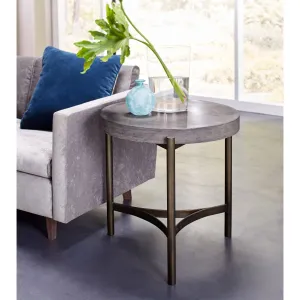 Lyon Round Natural Concrete and Metal Side Table Modus