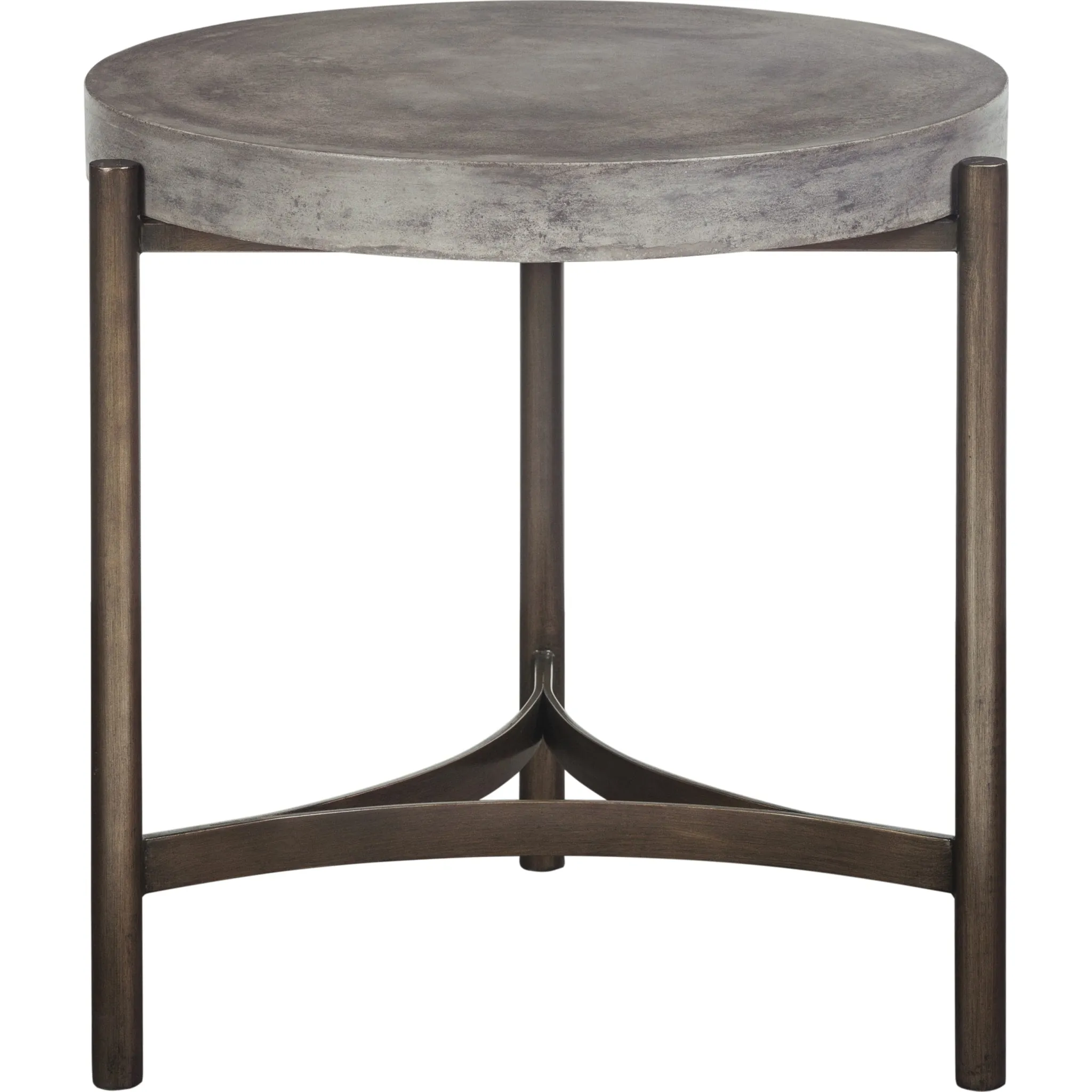 Lyon Round Natural Concrete and Metal Side Table Modus