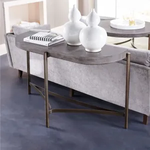 Lyon Semi-circular Natural Concrete and Metal Console Table Modus