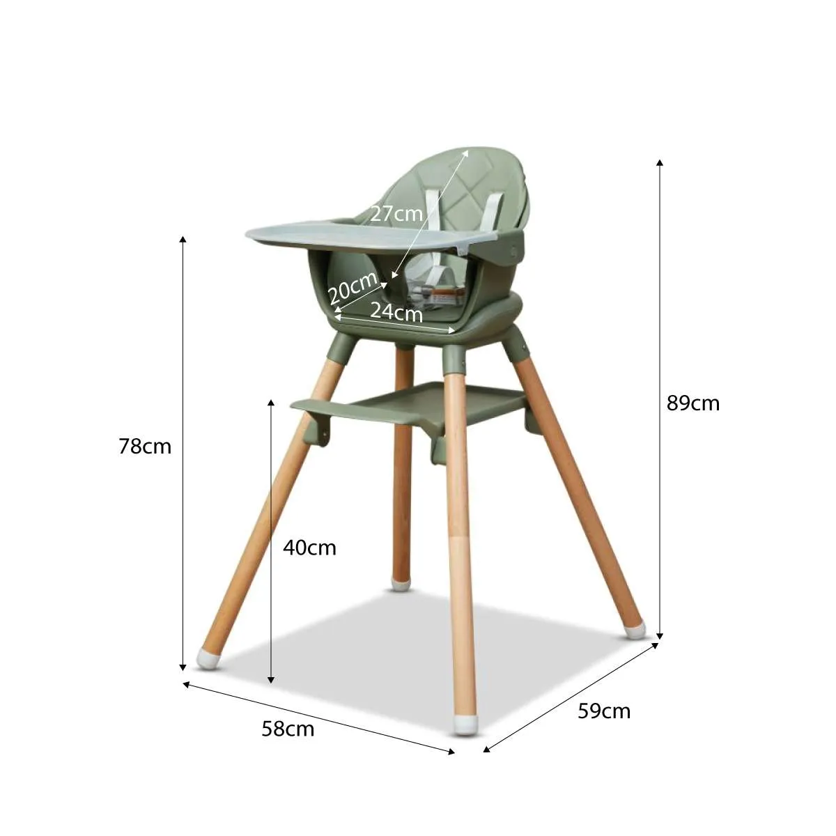 Macey 3-in-1 Highchair - Fern Mocka