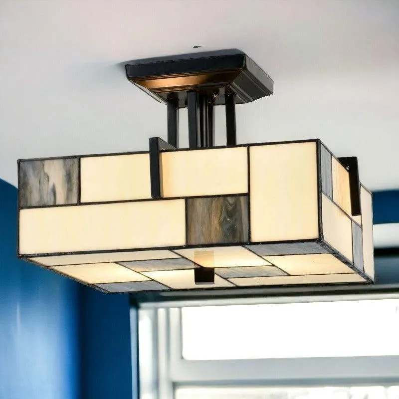 Manchester Semi-Flush Tiffany Ceiling Light