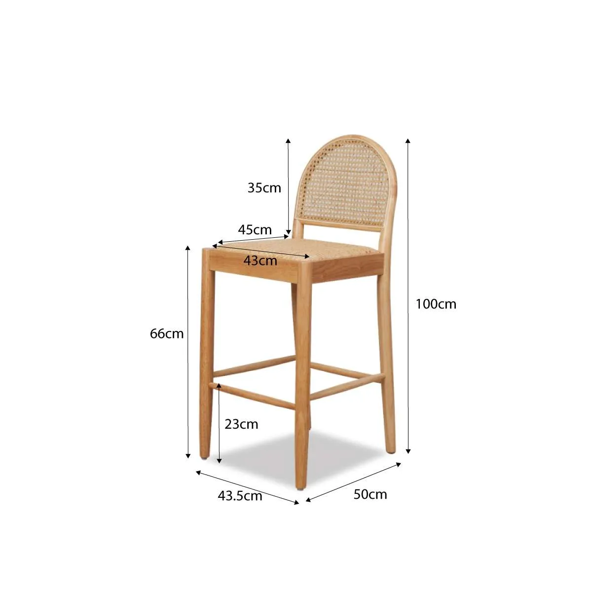 Mateo Bar Stool - Natural Set of Four Bundle Mocka