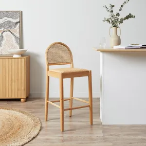 Mateo Curved Rattan Bar Stool - Natural Mocka