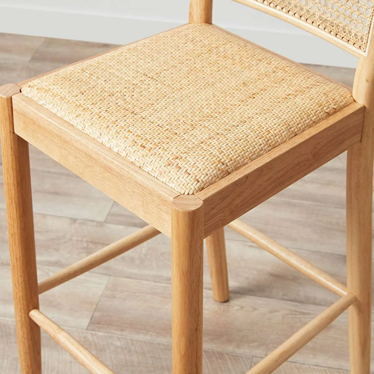Mateo Curved Rattan Bar Stool - Natural Mocka