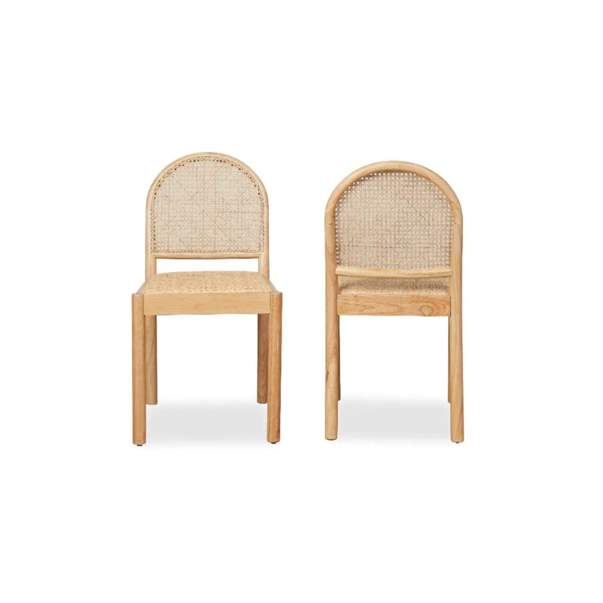 Mateo Curved Rattan Dining Chair - Set Of Two - Natural Mocka