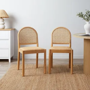 Mateo Curved Rattan Dining Chair - Set Of Two - Natural Mocka