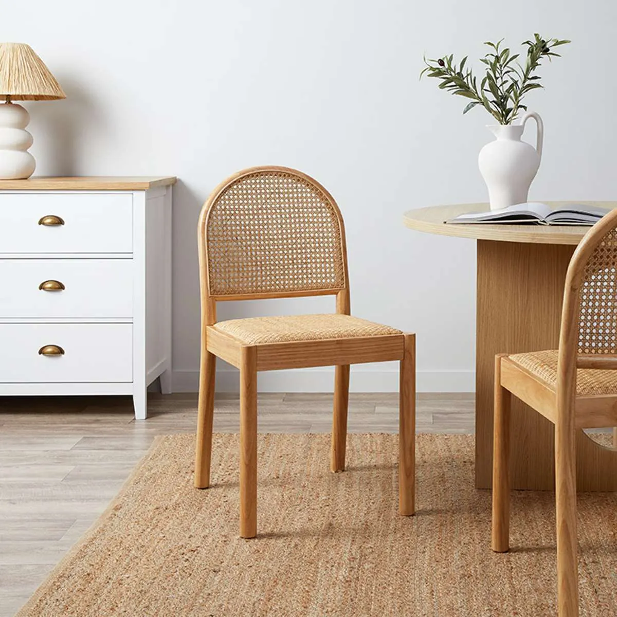 Mateo Curved Rattan Dining Chair - Set Of Two - Natural Mocka