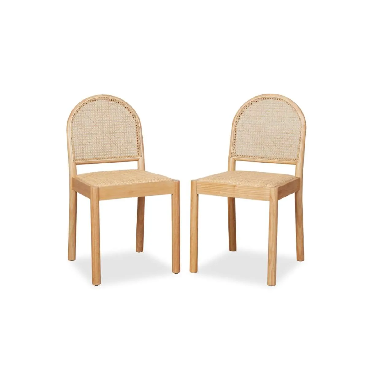 Mateo Curved Rattan Dining Chair - Set Of Two - Natural Mocka