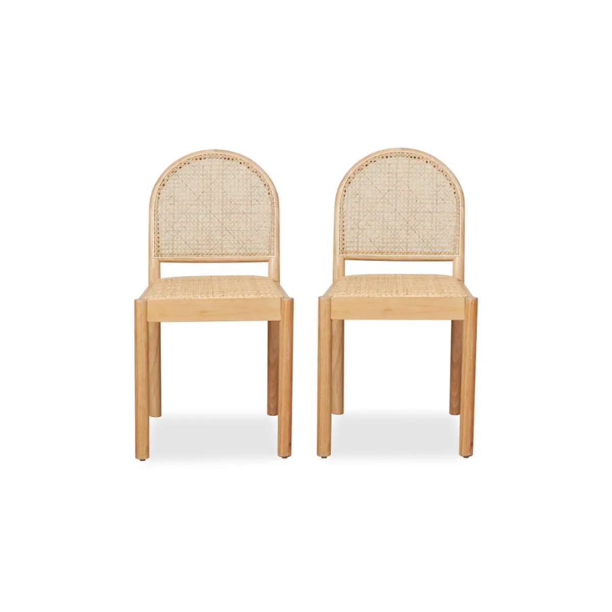 Mateo Curved Rattan Dining Chair - Set Of Two - Natural Mocka