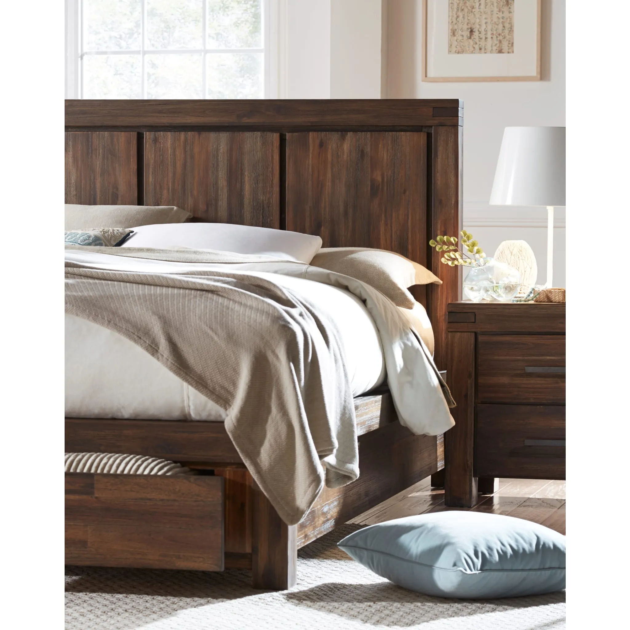 Meadow Solid Wood Footboard Storage Bed in Brick Brown Modus