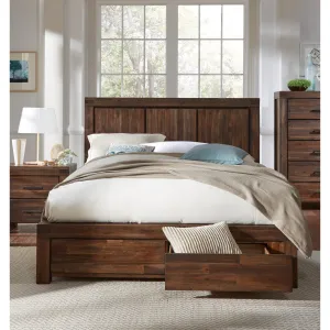 Meadow Solid Wood Footboard Storage Bed in Brick Brown Modus