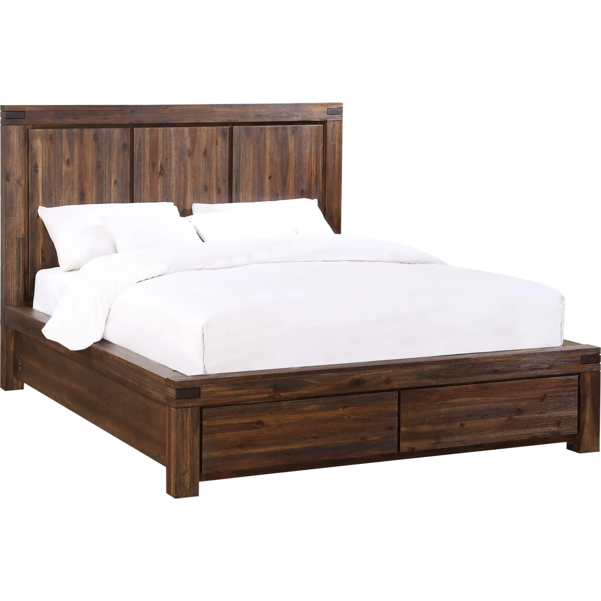 Meadow Solid Wood Footboard Storage Bed in Brick Brown Modus
