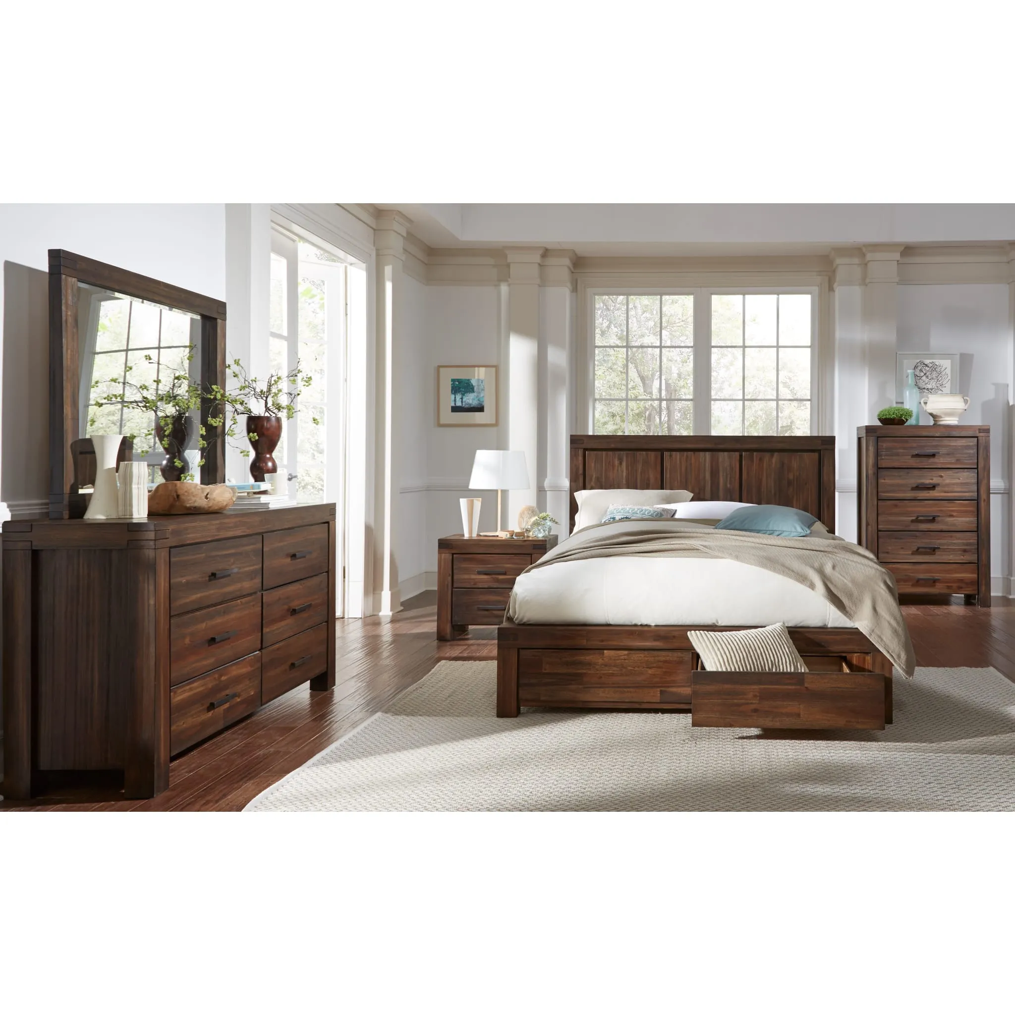 Meadow Solid Wood Footboard Storage Bed in Brick Brown Modus
