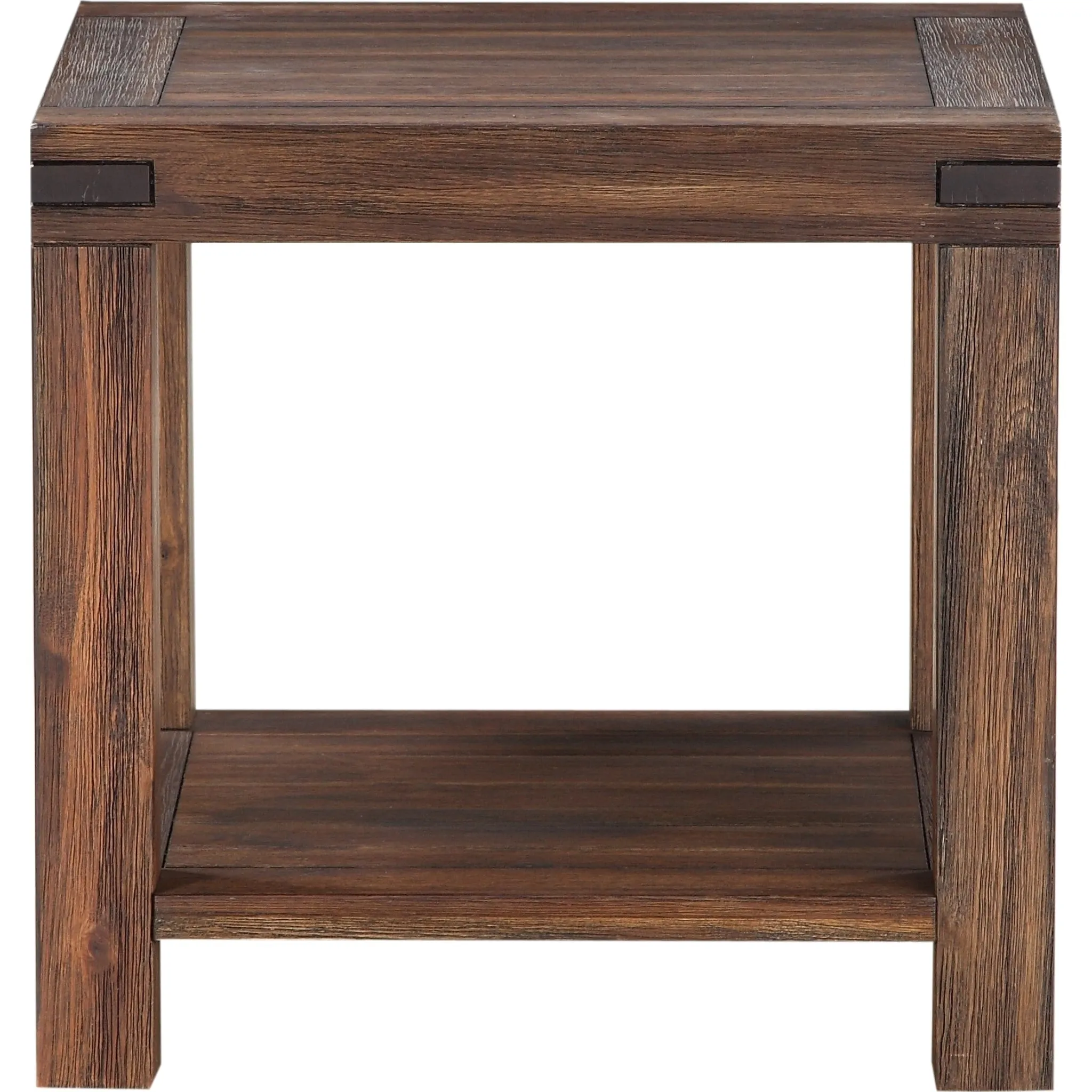Meadow Solid Wood Rectangular Side Table in Brick Brown Modus
