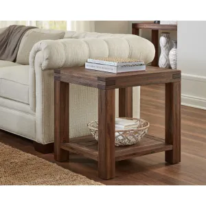 Meadow Solid Wood Rectangular Side Table in Brick Brown Modus