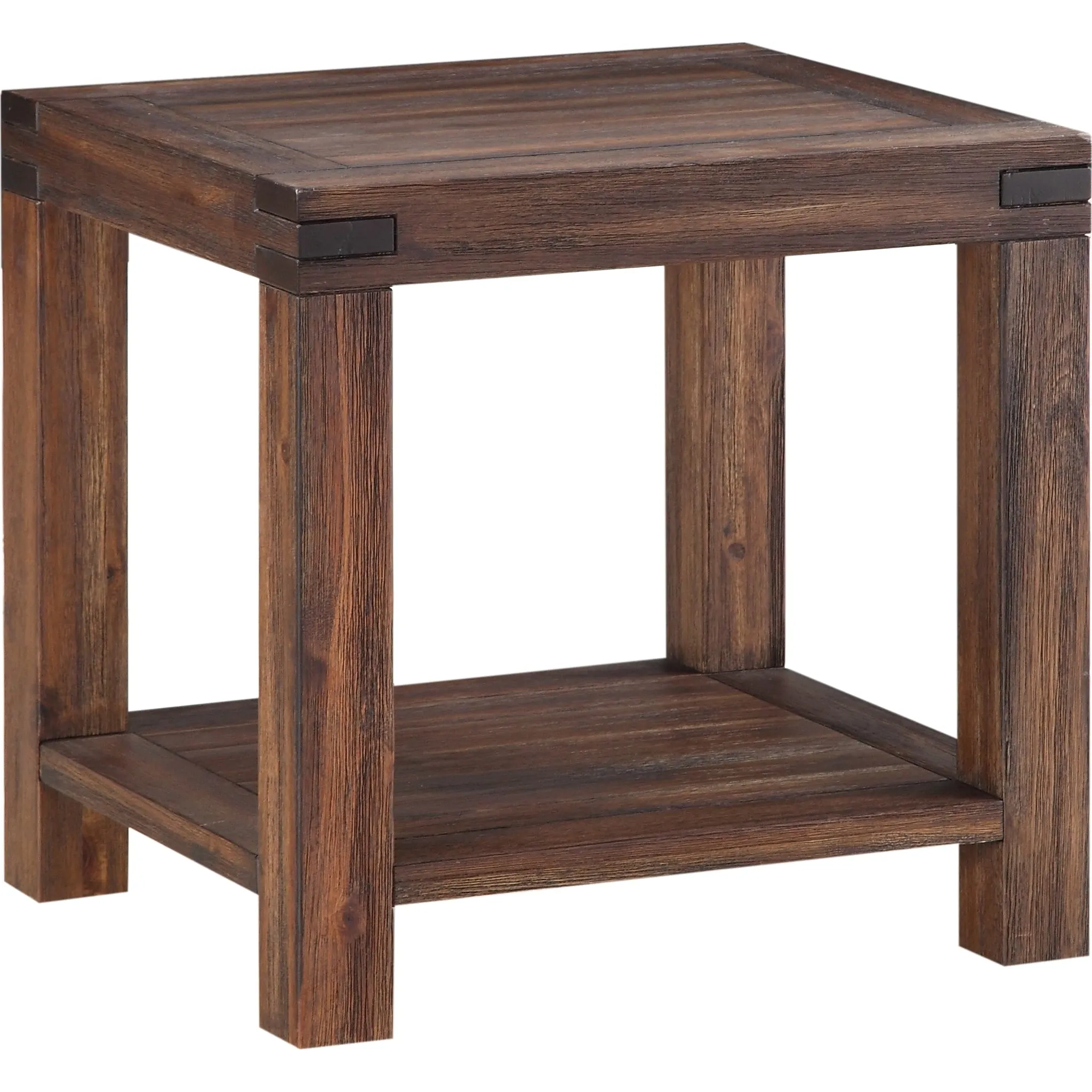Meadow Solid Wood Rectangular Side Table in Brick Brown Modus