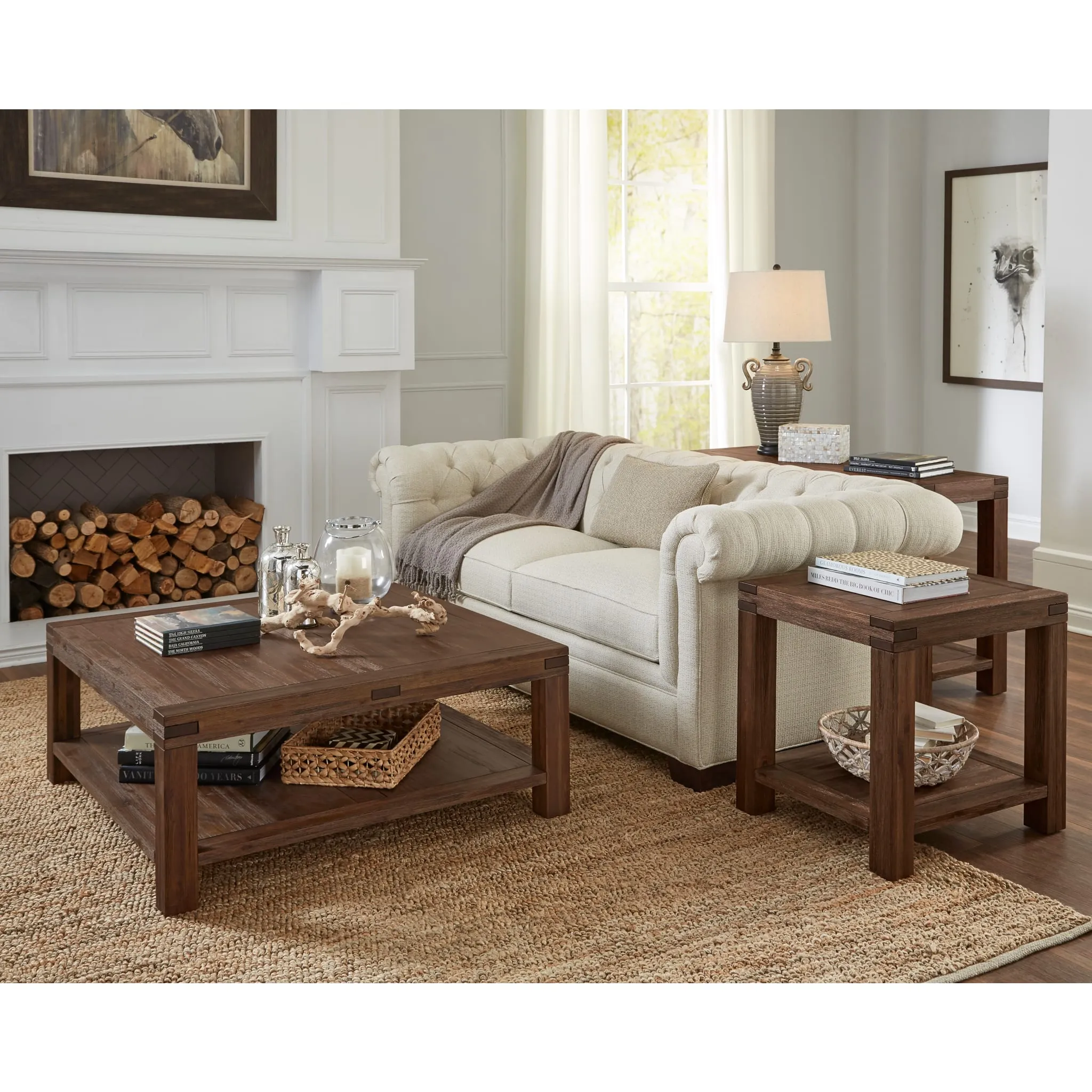 Meadow Solid Wood Square Coffee Table in Brick Brown Modus