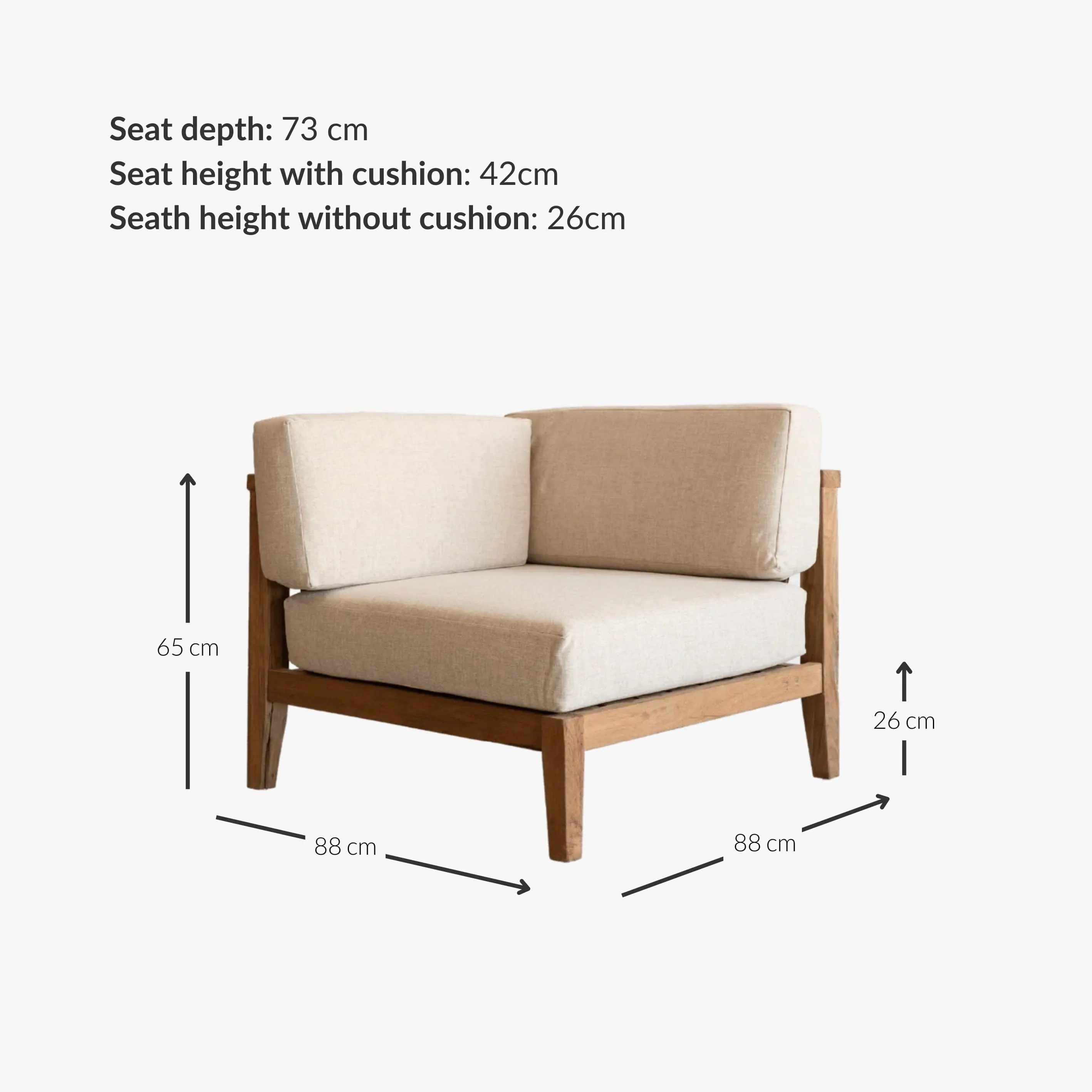 Menorca Corner Module | 88x88x65cm Zoco Home