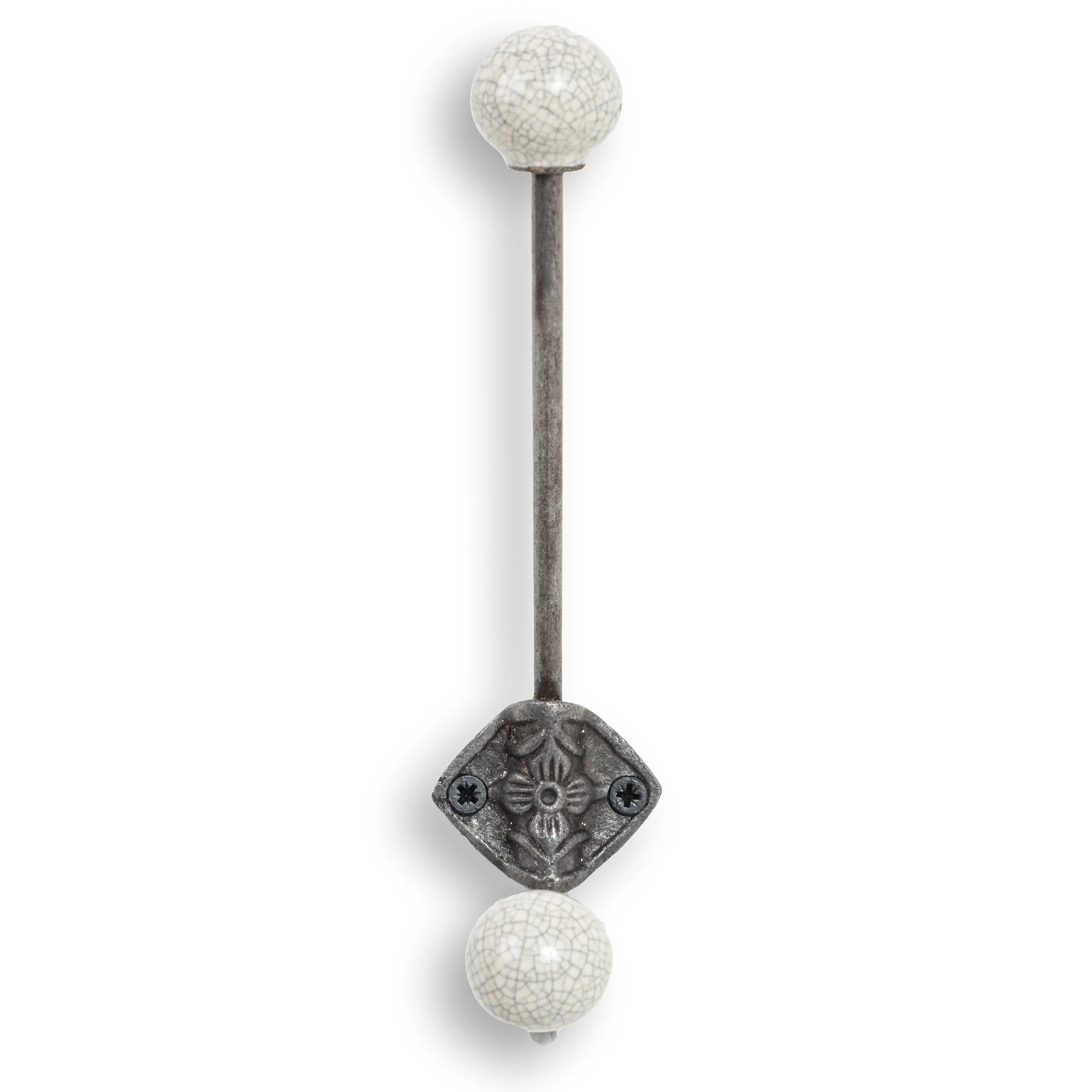 Metal And Ceramic Coat Hook - Crackle Glazed Funky Chunky