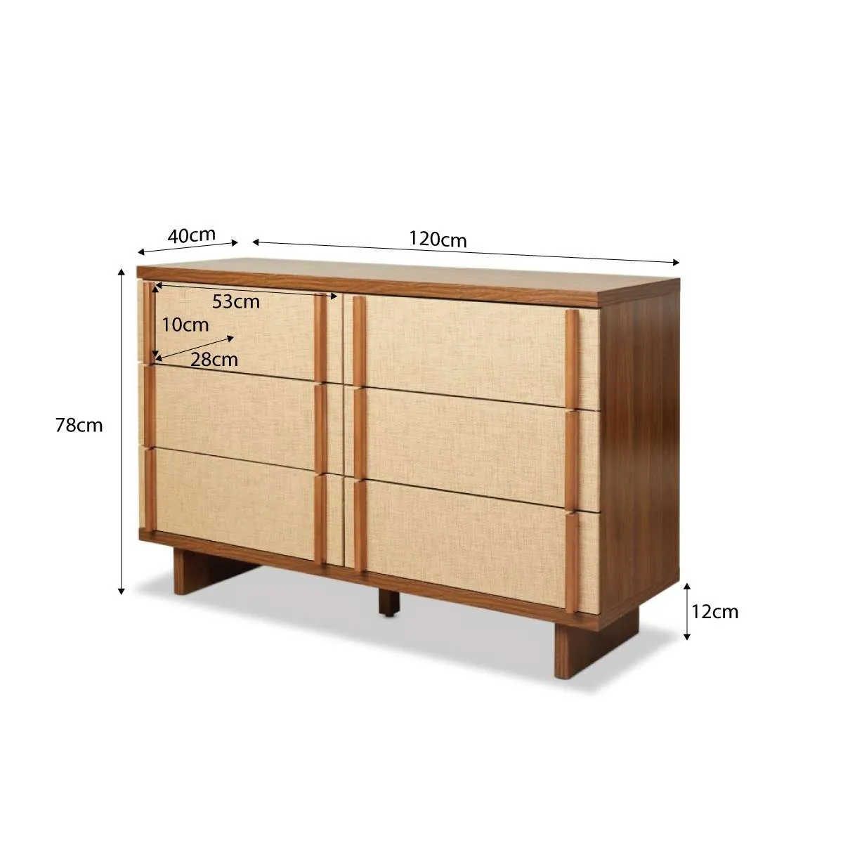 Minato Textured Six Drawer - Walnut Mocka