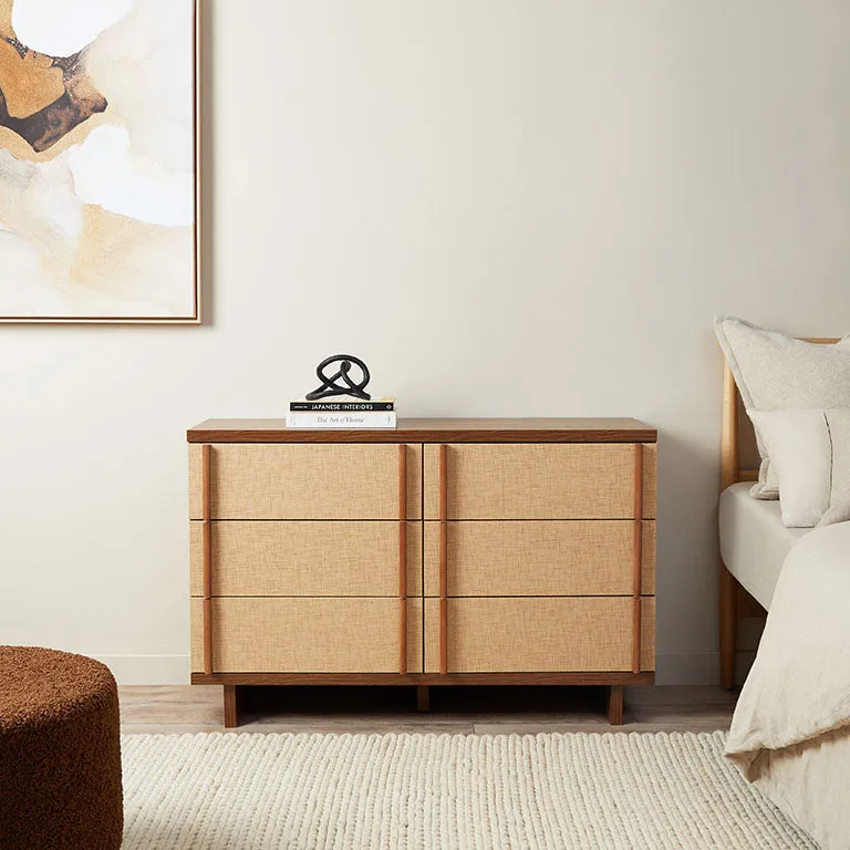 Minato Textured Six Drawer - Walnut Mocka