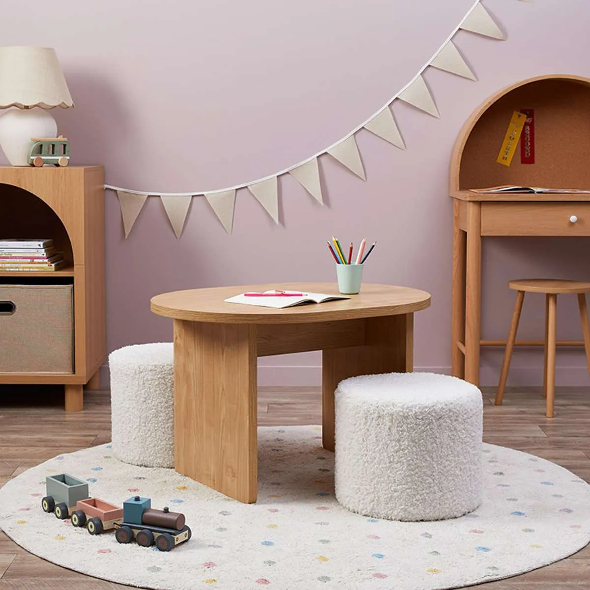 Mini Maeve Natural   Mini Moo Cream Two Seater Set Mocka