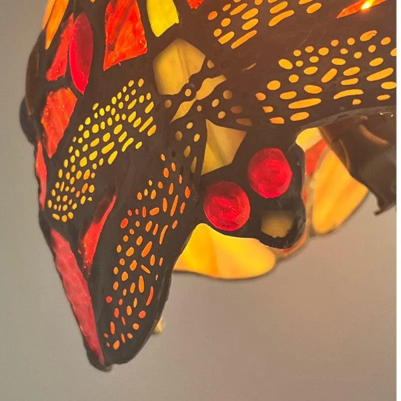 Minster 8" Orange Tiffany Dragonfly Table Lamp