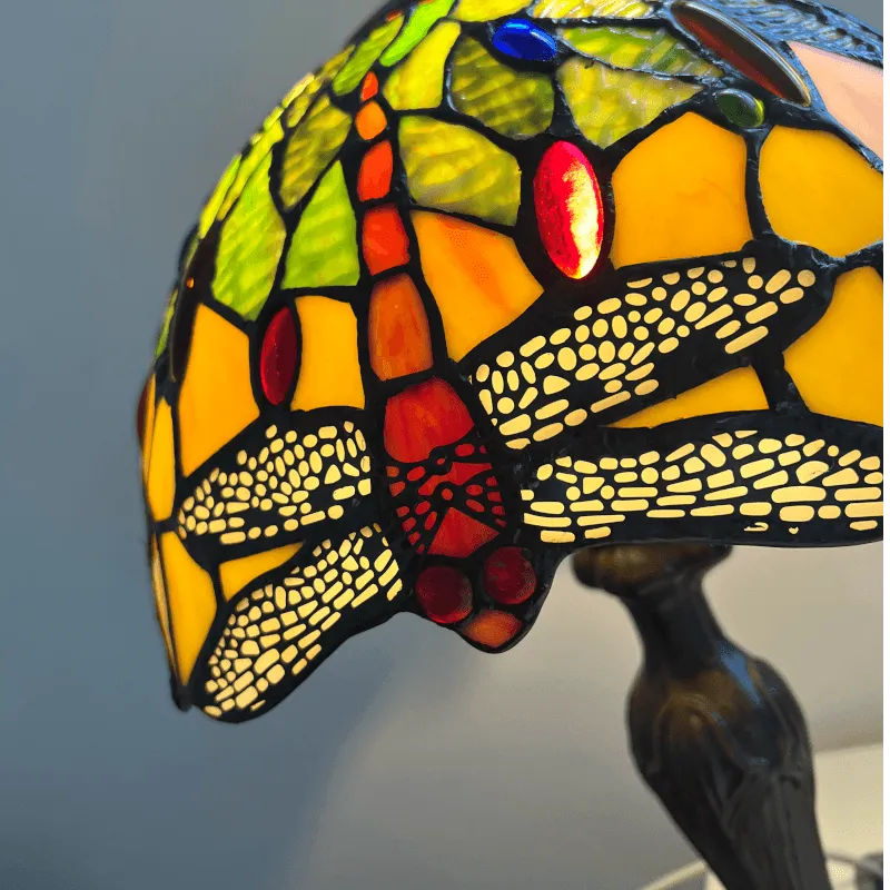 Minster Green & Yellow Dragonfly Tiffany Table Lamp