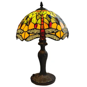 Minster Green & Yellow Dragonfly Tiffany Table Lamp