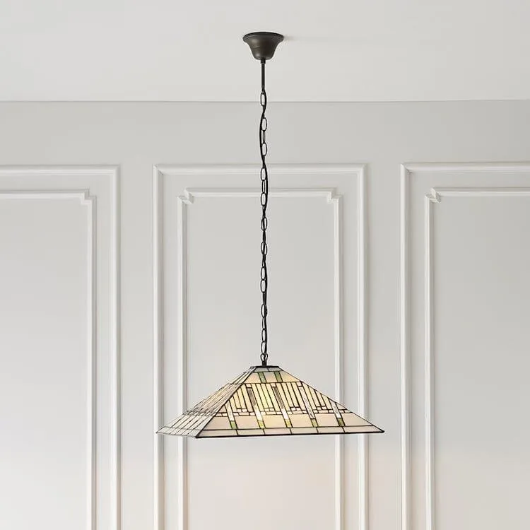 Mission Large Tiffany Ceiling Light - 3 Bulb Fitting