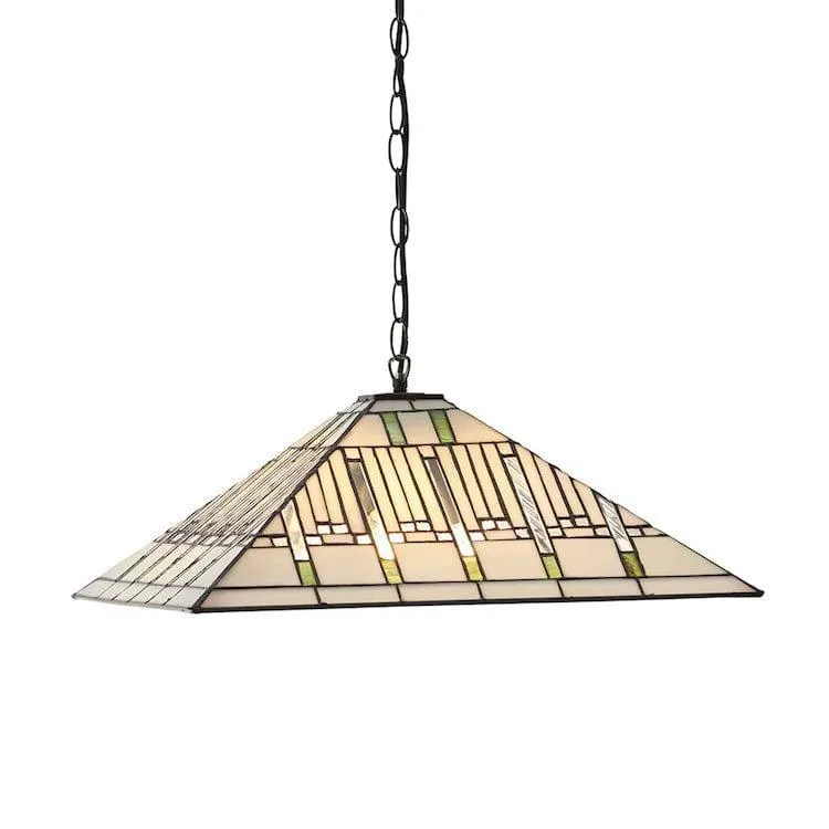 Mission Large Tiffany Ceiling Light - 3 Bulb Fitting