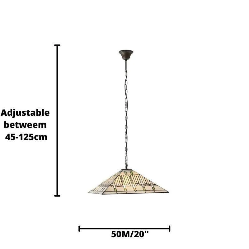 Mission Large Tiffany Ceiling Light - 3 Bulb Fitting