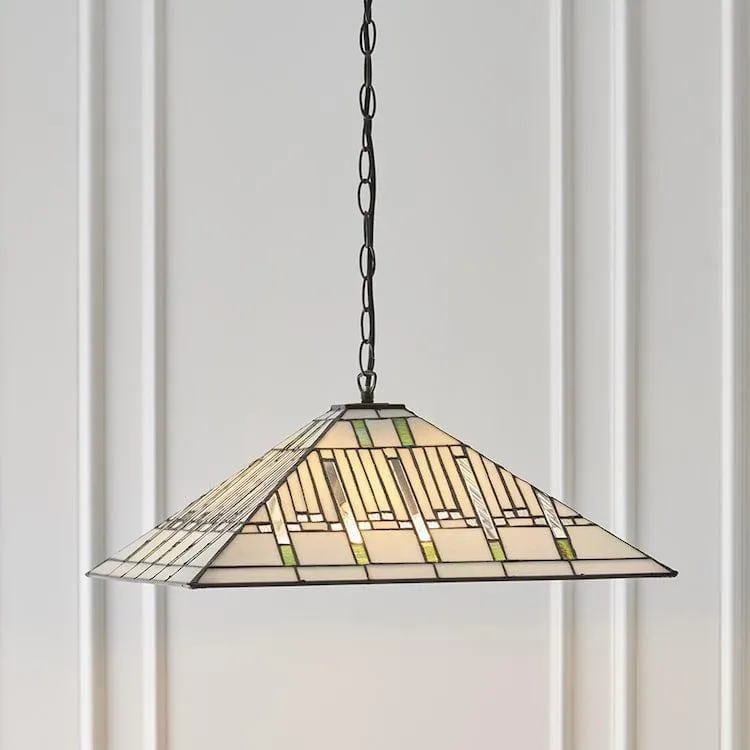 Mission Large Tiffany Ceiling Light - 3 Bulb Fitting