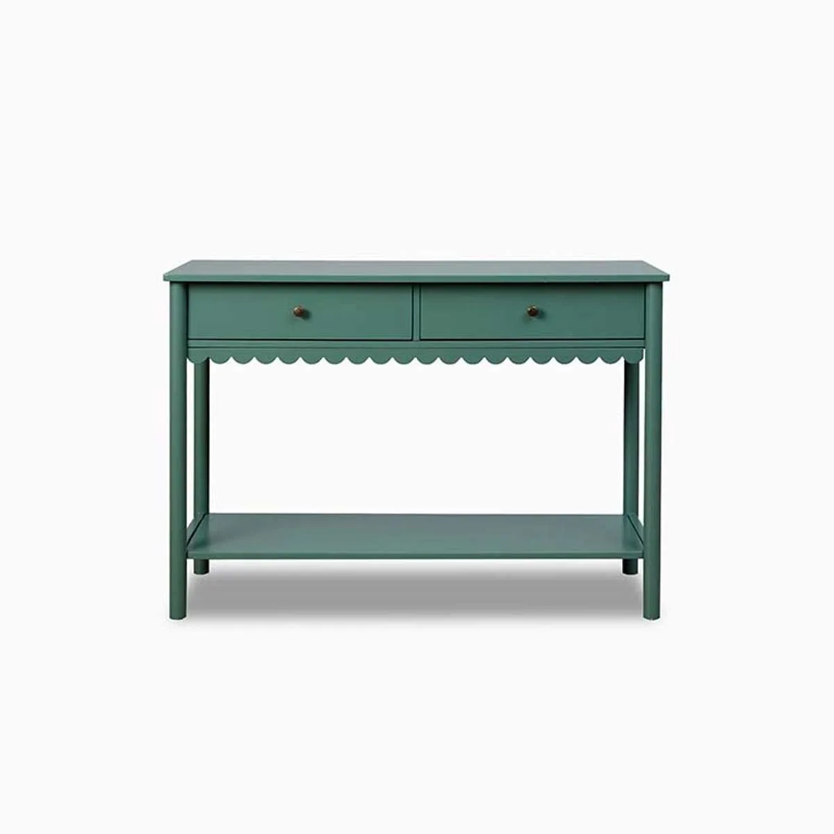 Myra Scalloped Console Table - Dark Green Mocka