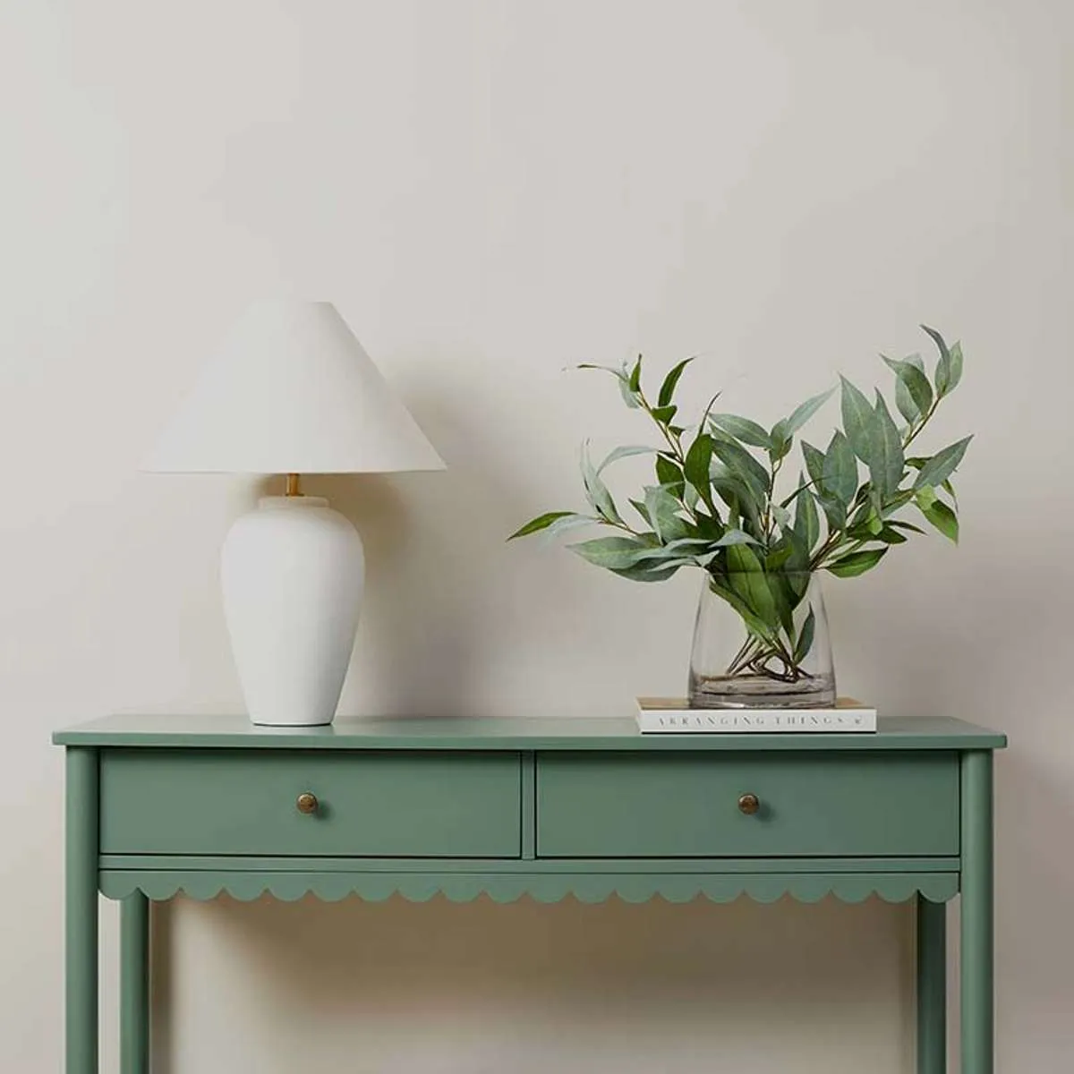 Myra Scalloped Console Table - Dark Green Mocka