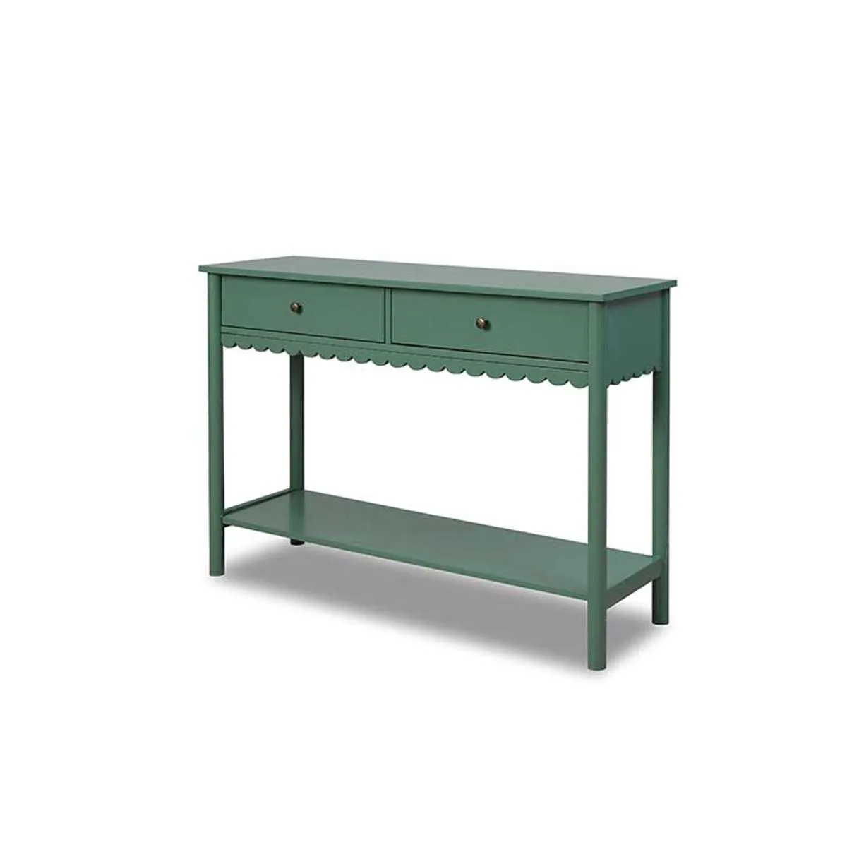 Myra Scalloped Console Table - Dark Green Mocka