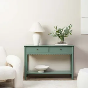 Myra Scalloped Console Table - Dark Green Mocka