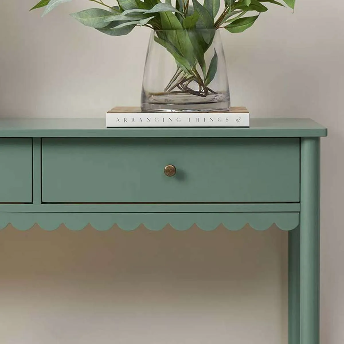 Myra Scalloped Console Table - Dark Green Mocka