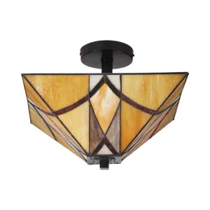 Oaks Lighting Portia Tiffany Semi-Flush Ceiling Light