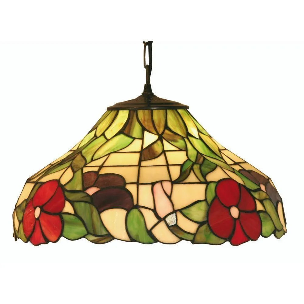 Oaks Peonies Medium Tiffany Ceiling Light - 1 Bulb Fitting