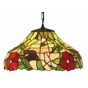 Oaks Peonies Medium Tiffany Ceiling Light - 1 Bulb Fitting