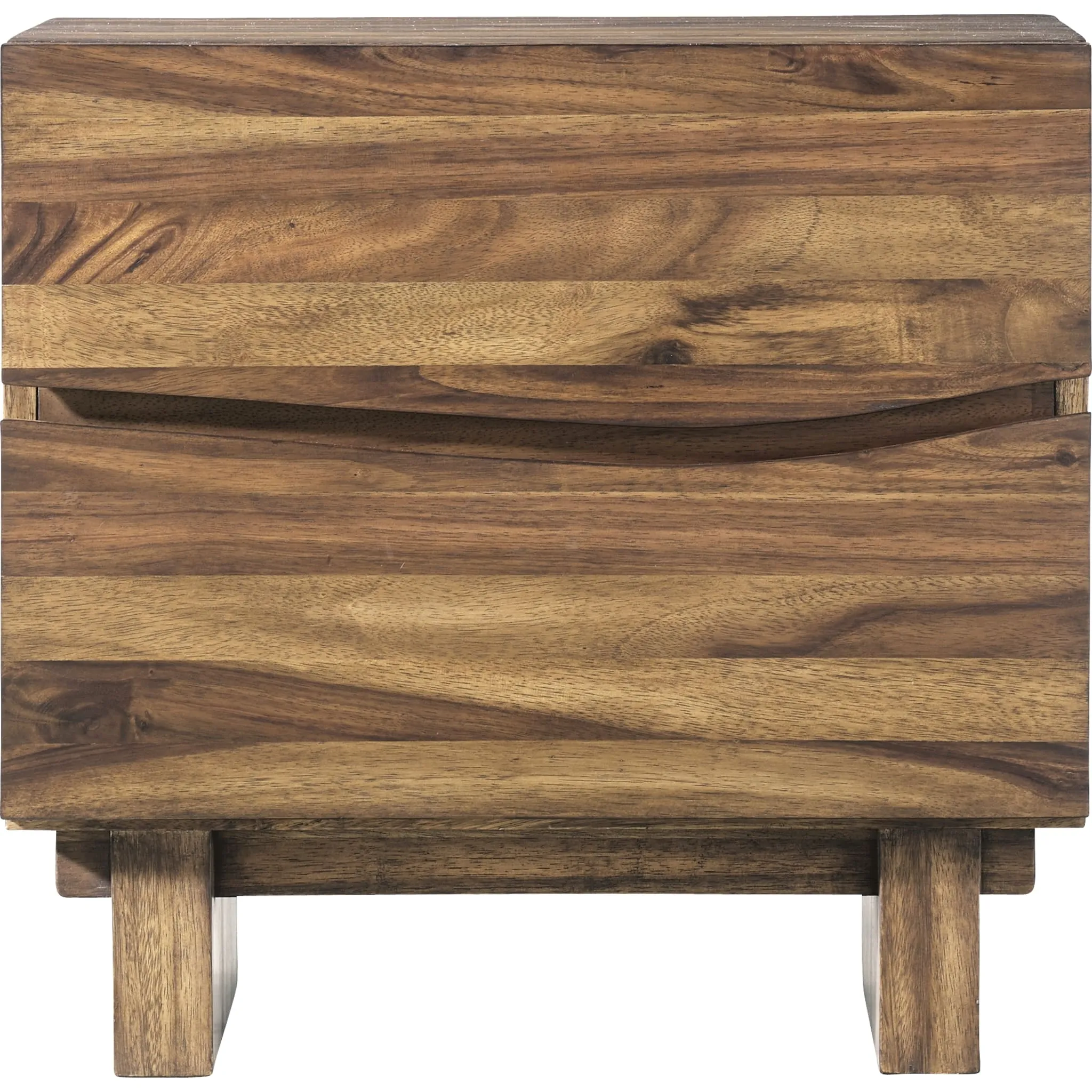 Ocean Two Drawer Solid Wood Nightstand in Natural Sengon Modus