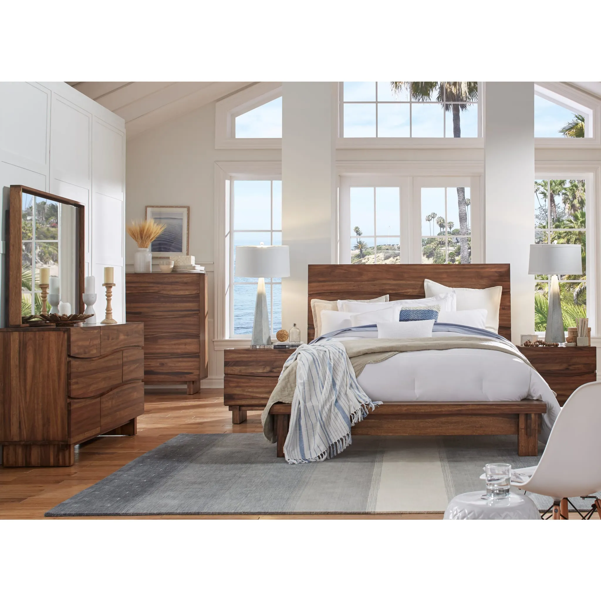 Ocean Two Drawer Solid Wood Nightstand in Natural Sengon Modus