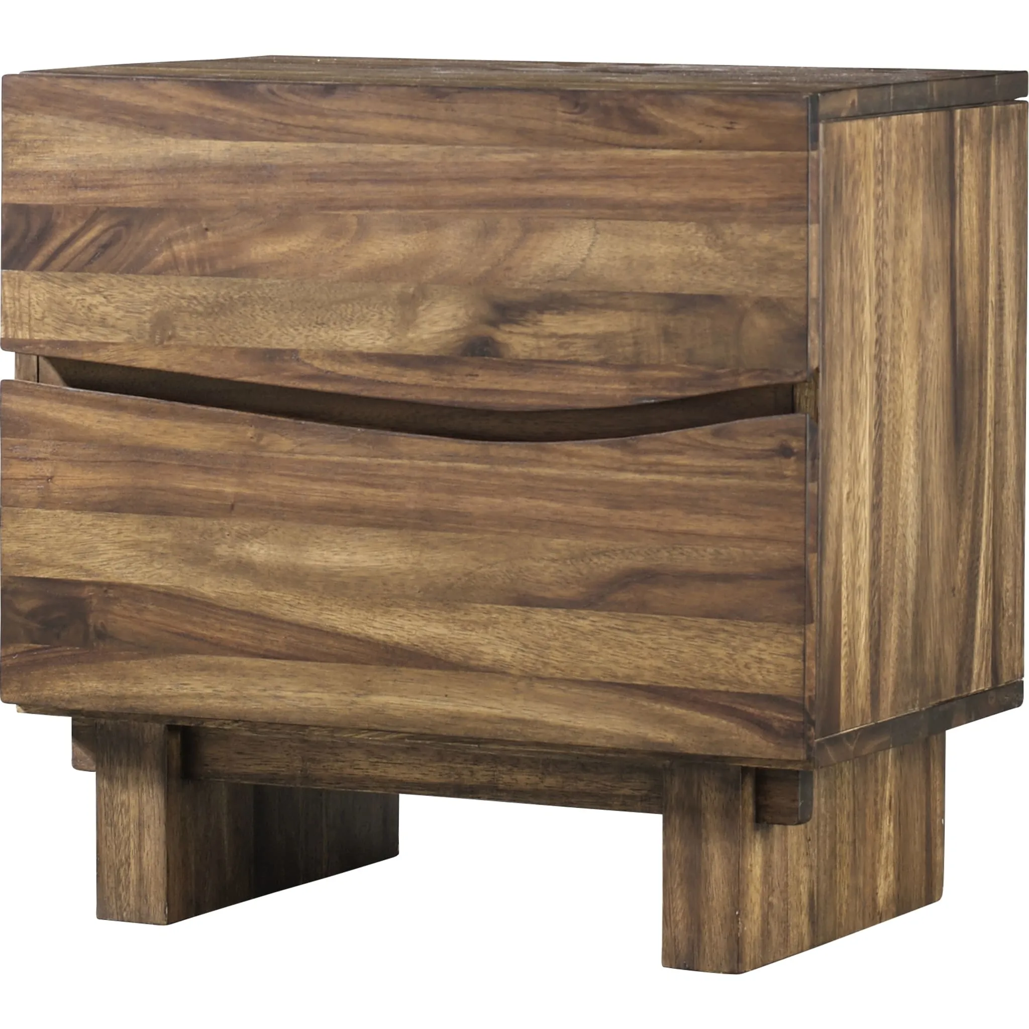 Ocean Two Drawer Solid Wood Nightstand in Natural Sengon Modus