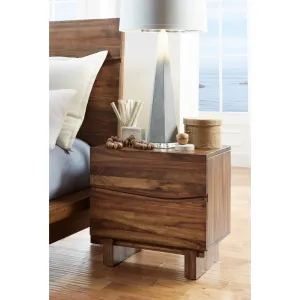 Ocean Two Drawer Solid Wood Nightstand in Natural Sengon Modus