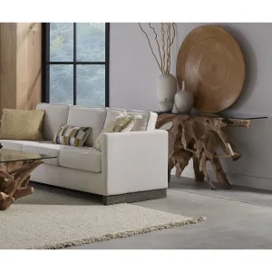 One Solid Teak Root Glass Top Console Table Modus