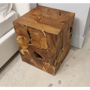 One Teak Slice Square End Table in Warm Teak Modus