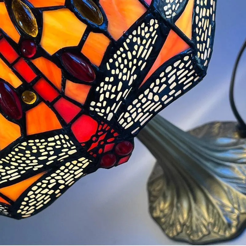 Orange 40cm Dragonfly Tiffany Table Lamp